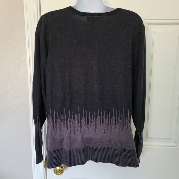 H By Halston Black Gray Knit Long Sleeve Cardigan Sweater Layering Size 1X - Picture 5 of 9